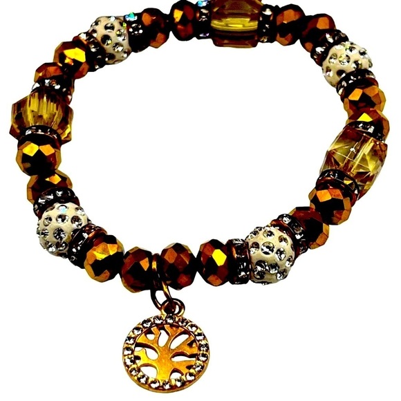 Gold Tone Necklace & Beaded Bracelet Set With Tree Of Life Charm - Picture 2 of 10